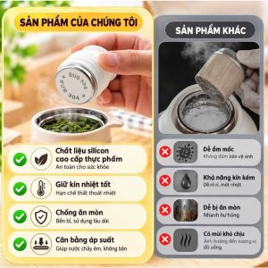 NÚT BÌNH THỦY THAY THẾ COMBO 3 CÁI | PHÍCH NƯỚC NÓNG SILICONE TRẮNG NHIỀU GỜ MẶT INOX SUS 304