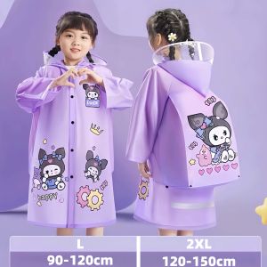 Raincoat for Kids Waterproof Extendable Backpack Night Eeflective Strip Raincaot With Children