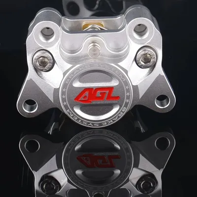ปั้มล่าง AGL ทรงปักข้าง มีผ้าเบรค แถมสปริงถ่างผ้าเบรคให้ครบ ดำ/เงิน Side-mounted brake caliper มีประกันสินค้า