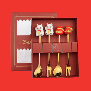 🇸🇬 SG Seller CNY Spoon Cutlery Set Dessert Coffee Spoon Fruit Fork Small Spoon Gift Spoon Chinese New Year