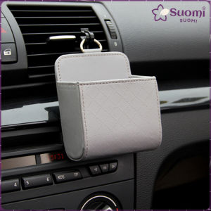 Suomi Car Storage Bag Air Vent Dashboard Tidy Hanging Leather Organizer Box Glasses Phone Holder Storage Organizer PU Leather
