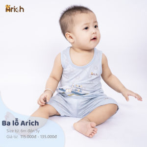 Bộ ba lỗ Arich vải sợi tre dệt thông hơi mềm mát phối hình in ngộ nghĩnh cho bé trai bé gáiquần áo trẻ em(6 tháng đến 5 tuổi)