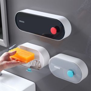 QUERIDO Self-adhesive Wall Mounted Soap Holder Plastic with Ventilation Holes Soap Container Bathroom Accessories Waterproof Soap Box Kitchen