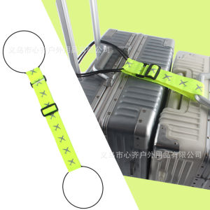 Adjustable luggage strap belt for suitcase travel accessory with blue strap and X pattern