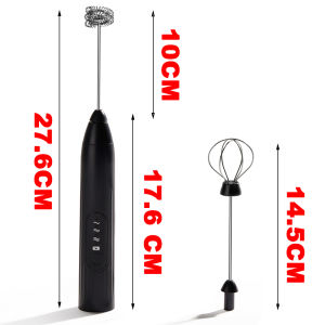 3-Speed Electric Milk Frother USB Rechargeable Handheld Foam Maker with 2 Whisks