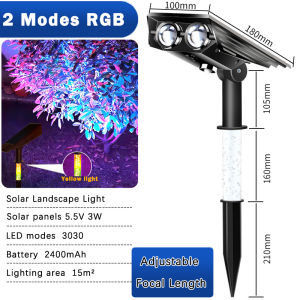 Solar Light Outdoor Solar Lawn Light Solar Garden Light  IP65 Waterproof Landscape Spotligh Intelligent Light Control Modes Garden Ligh For Villa Yard Gazebo Landscape Garden Decoration Lamps