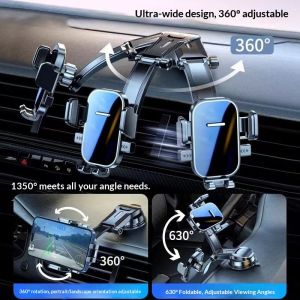 Giá đỡ điện thoại xe hơi phổ thông với cốc hút mạnh và thiết kế xoay 360 độ để điều hướng Bảng điều khiển