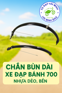 Chắn bùn dài ( Dè ) xe đạp đường phố ( Touring ) bằng nhựa dẻo cao cấp bánh 700 x 23c ~ 38c 27 x 1 3/8_Độ rộng 43mm