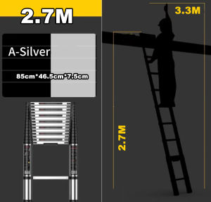 REAIM Bamboo ladder Folding ladder 1.9/2.7/4.3m Telescopic Ladder Stainless steel telescopic ladder Lift Step Ladder Straight Joint Ladder Thickened Anti-slip Portable Folding Ladder