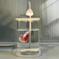 Mini Fish Tank Transparent Aquarium Bowl Small Desktop Decor Betta Night Light Landscape Ornament Akuarium Hiasan. 