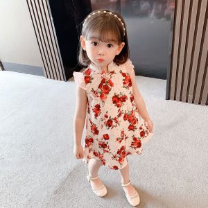 Trẻ Em Lễ Hội Xuân Trung Quốc In Hoa Phiên Bản Cải Tiến Đầm Sườn Xám Bé Gái Quần Áo Mùa Hè Cho Trẻ Em