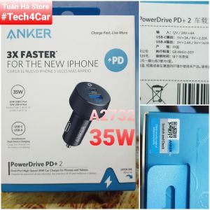 Tẩu sạc nhanh 2 cổng ô tô xe hơi Anker A2721 A2732 35W cho Iphone X 11 12 13 Pro Max S10 S20 Note 9 10 Tuấn Hà Store