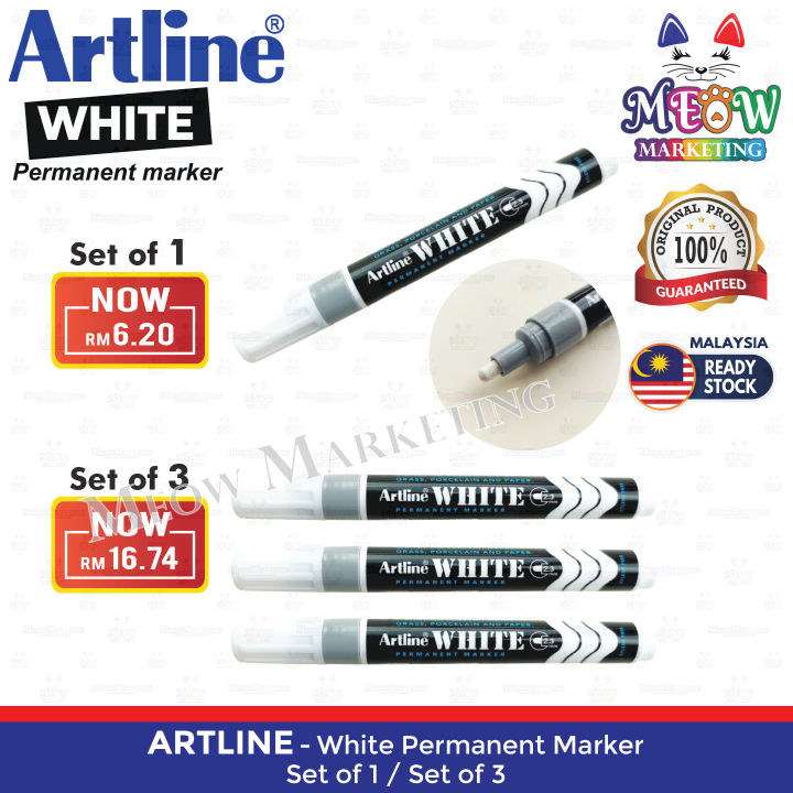 Artline White Permanent Marker Pen EKS70 (Bullet Nib) Set of 1 / Set