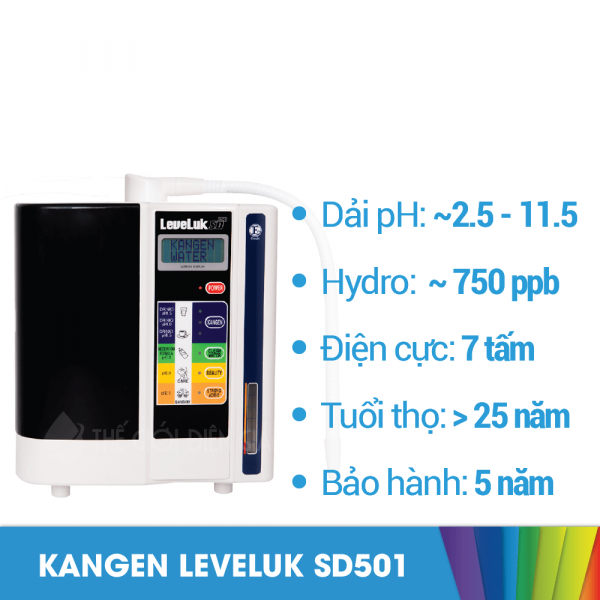 [HÀNG CHÍNH HÃNG MỚI 100%] Máy Lọc Nước Điện Giải Ion Kiềm KANGEN LEVELUK SD501 7 tấm điện cực 7 loại nước ion kiềm