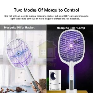 Aldawaar 2 In 1 Rechargeable USB Handheld Home Fly Mosquito Swatter Racket Bug Insects Killer Trap Lamp Perangkap Nyamuk 12Y7
