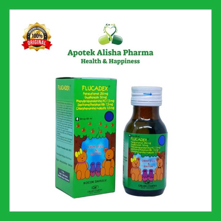 Flucadex Sirup 60ml - Flucadek Syrup Obat Batuk Flu Pilek Panas Demam Anak / Flukadek