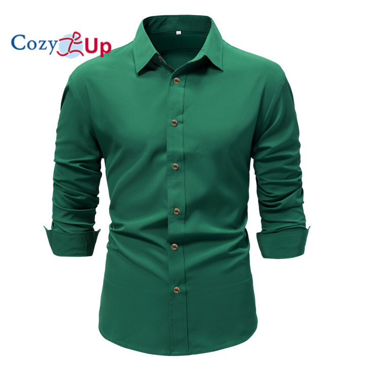 Cozy Up Men's Dress Shirts Solid Long Sleeve Stretch Wrinkle-Free Formal  Shirt Business Casual Button Down Shirts