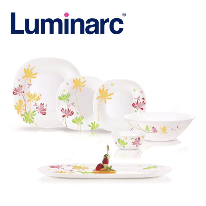 Luminarc 19 Pcs Tempered Glass Square Dinner Set Carine Crazy