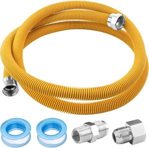 Gas Line Kit 72" Flexible Stainless Steel for Dryer Stove Range 1/2" OD with Connector Fittings
