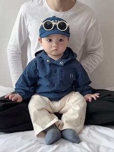 Korean boys autumn jacket set stylish baby hooded windproof jacket spring style fashionable casual pants for infants