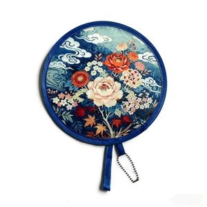 OKKFINE 8 Styles Round Foldable Fan with Storage Bags Lightweight Handheld Folding Fan Portable Cooling Fans for Festival Wedding