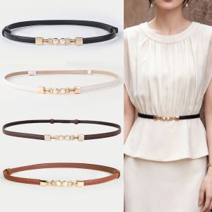 NOBLELUX Adjustable Buckle Pearl Buckle Belt PU Leather Solid Color Thin Women Belt Fashion Simple Decorative Waistband Womens Accessories