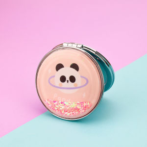 Animal Planet Glitter Foldable Mini Pocket Makeup Mirror Round Portable Mirror Cosmetic Flowing Sparkling Cermin 镜子
