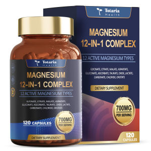Totaria Magnesium Complex 700mg12 in 1 120 Capsules 12 Forms Incl Glycinate Citrate Malate High Absorption Muscle Heart & Relaxation Support Vegan