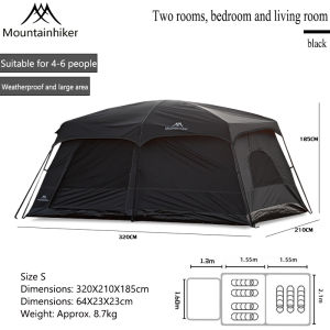 Khemah camping tent besar waterproof Kemah murah outdoor family large 5/8/12 people 2 rooms double layer large tent
