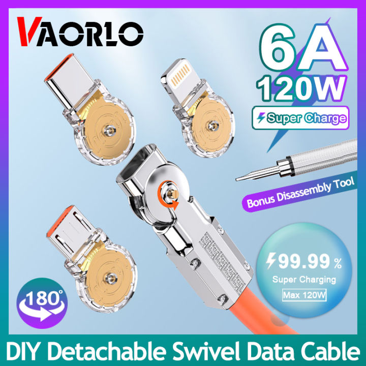 VAORLO 120W 6A DIY Detachable Super Fast Charging Game Charging