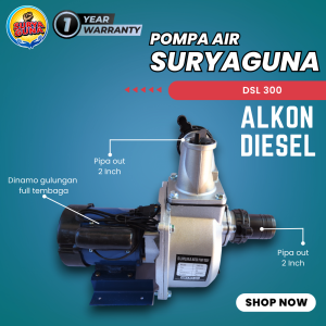 harga pompa air modifikasi type dsl 300 pipa in/out 2 dim alkon diesel cocok untuk sirkulasi kolam ikan 24 jam nonstop