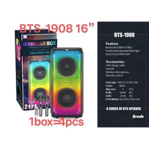 BTS-1908 3000mAh DJ singing speaker color LED charging party karaoke speaker With rechargeable mic