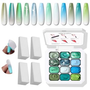 Sponge Pat Gel Palette 12 Colors Blending Ombre Gel Polish Gradient Painting Nails Art No Wipe UV/LED d (12 Colors A)