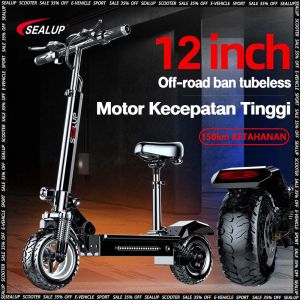 Garansi Lokal Sepeda Listrik SEALUP Q7 off-road scooter listrik dewasa 1000W Skuter Elektrik max 55KM/H baterai 286000mah jarak 40-150KM Skuter Listrik 12inch ban tubeless IP54 tahan air motor listrik dapat dilipat mudah disimpan sekuter Geekman Heartbeat