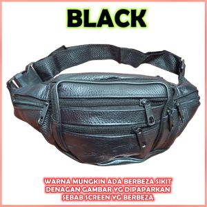 Men Portable Pure Color Bum Bags Zipper Leather Waist Bag Practical Outdoor Travel Hiking Vintage Pouch Bag Beg Pinggang