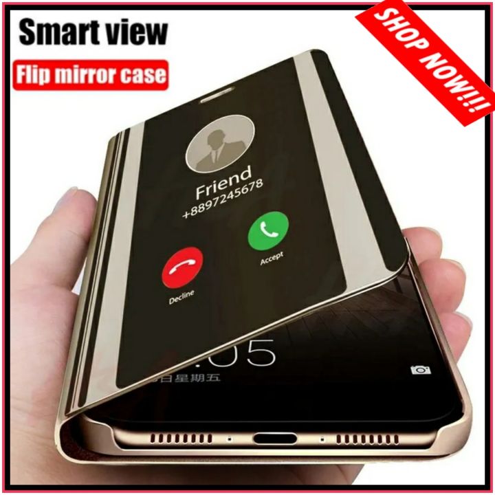 Case Realme Clear View Standing Flip Cover Premium Hard Case