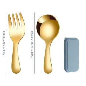 Kids Dessert Spoon Fork Set for Baby Dessert Tea Soup Mirror Polished Cutlery Utensils for Kitchen.