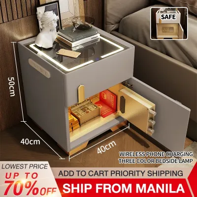 SAINTVILLA Smart Bedside Table Multifunctional Light Luxury Nightstand Safe All in One Design with USB Charging and Storage for Bedroom
