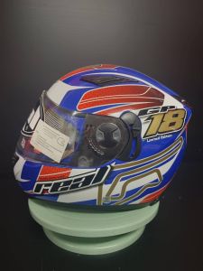 หมวกกันน็อค REAL GP 18 Limited Edition  น้ำเงิน-ขาว  รหัส M88 ลดล้างสต็อค (ไม่ถุงคลุมหมวก ไม่มีกล่องของreal)