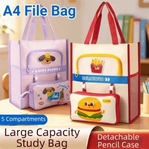 U85IS1 Cute Dog Tote School Bag Kawaii Cartoon Multi-layer File Organizer Lightweight Large Capacity Zipper Pouch Bag Back To School