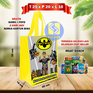 (55 PCS) TAS ULTAH CUSTOM PALING MURAH / GOODIE BAG CUSTOM PALING MURAH CUSTOM/Tas souvenir ultah goodie bag ulang tahun murah tas muat snack ultah gratis nama dan foto tas ulang tahun anakGoodie bag ulang tahun anak muat snack tas ultah free desain