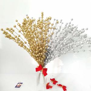 1Bunch Artificial Pistachio Foam Pistachio Fake Flower Plastic Decor Christmas Golden Glitter Decoration Party Supplies Wedding Home Decoration