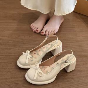 Free Shipping WomenS Outdoor Sandals Chunky Heels 2026 Summer New Style Single-Strap High Heels Perfect With Dresses Non-Slip With A Wrapped Heel