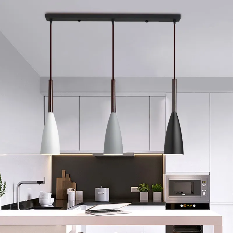 Nordic Modern 3-Light Pendant Metal Ceiling Lamp LED Ceiling Lights  Chandelier Hanging Light for Living Room Kitchen Island Table Dining Room