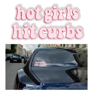 Car Window Sticker Car Exterior Decal Waterproof Sticker Hot Girls Hit Curbs Decal Car Window Bumper Decors Sticker