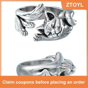 【ZTOYL】 Cổ Điển Dễ Thương Mèo Nhẫn Phụ Nữ Đồ Trang Sức Hợp Thời Trang Có Thể Điều Chỉnh Vòng Món Quà Đảng Phụ Kiện