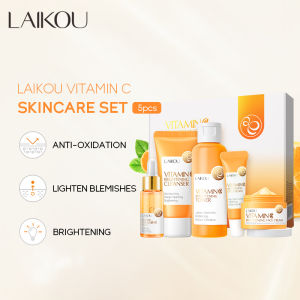 LAIKOU Vitamin C Brightening Skin Care 5pcs Set Gift Box Lighten Blemishes Essence Cream