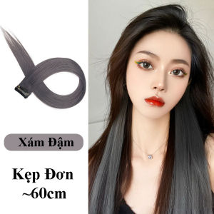 Tóc giả kẹp highlight 60cm dáng thẳng tự nhiên nhiều màu Kẹp tóc nối nữ phối màu tạo kiểu thời trang phong cách hiện đại
