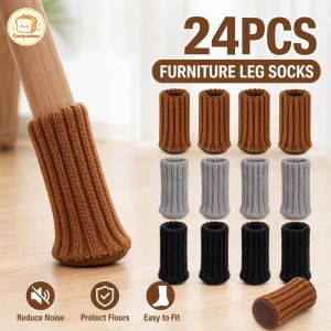 24 Pcs Knitted Chair Leg Socks Non Slip Furniture Feet Covers Floor Protectors Fit Most Round Square Legs