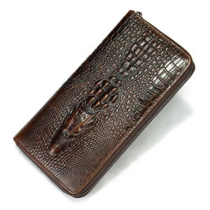 BANYANU Original Animal Printed Man Zipper Purse Casual Cow Genuine Leather Long Wallet for Men